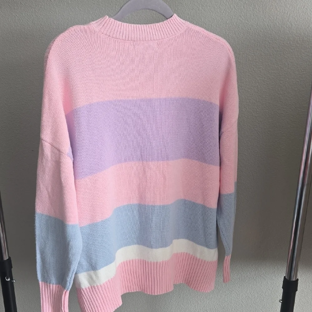 Sincerely Jules Pink and Lavender Striped Sweater - Picture 4 of 4